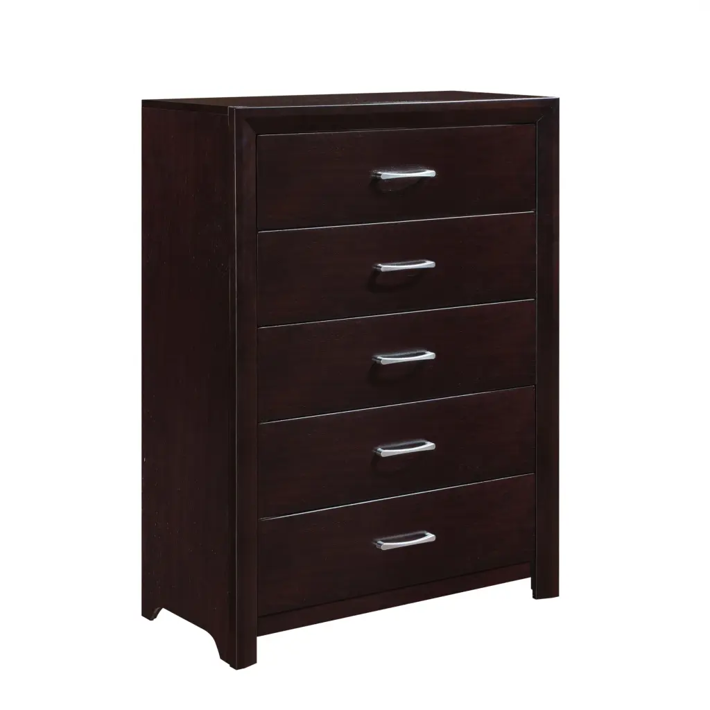 Espresso Finish Contemporary Design 1Pc Chest 5 Drawers Silver Tone Handles kanepe