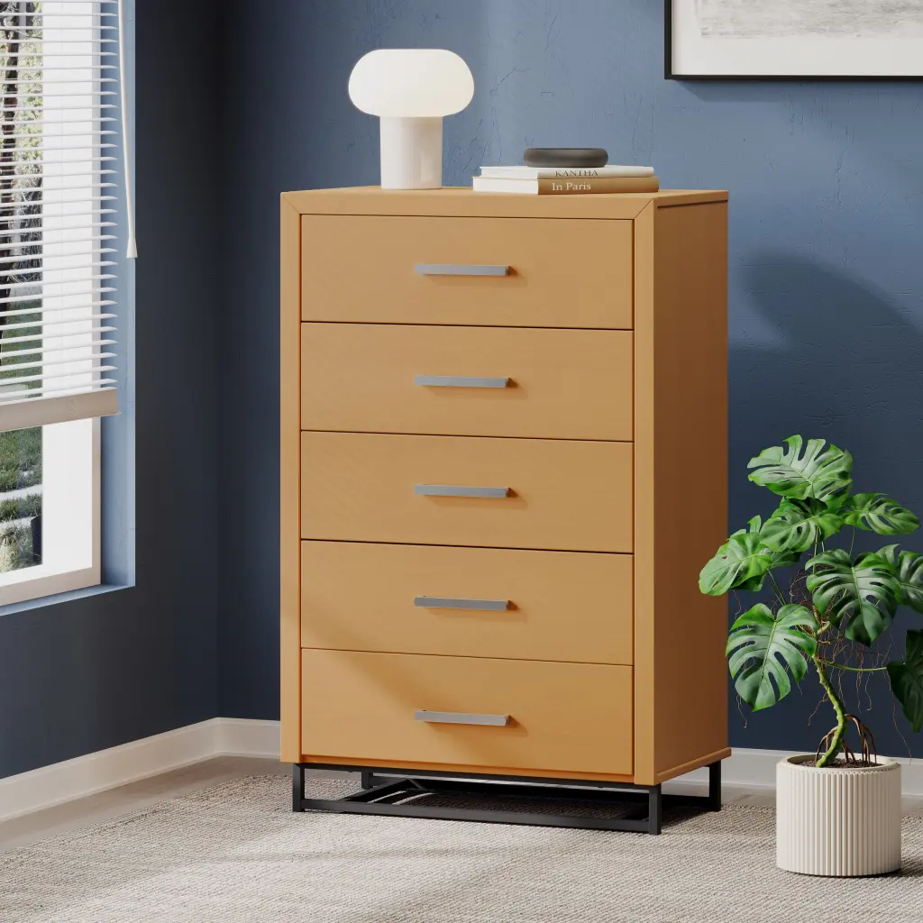 5 Drawer Chest Maple Mdf - Stylish Bedroom Storage Solution nh-sunfay