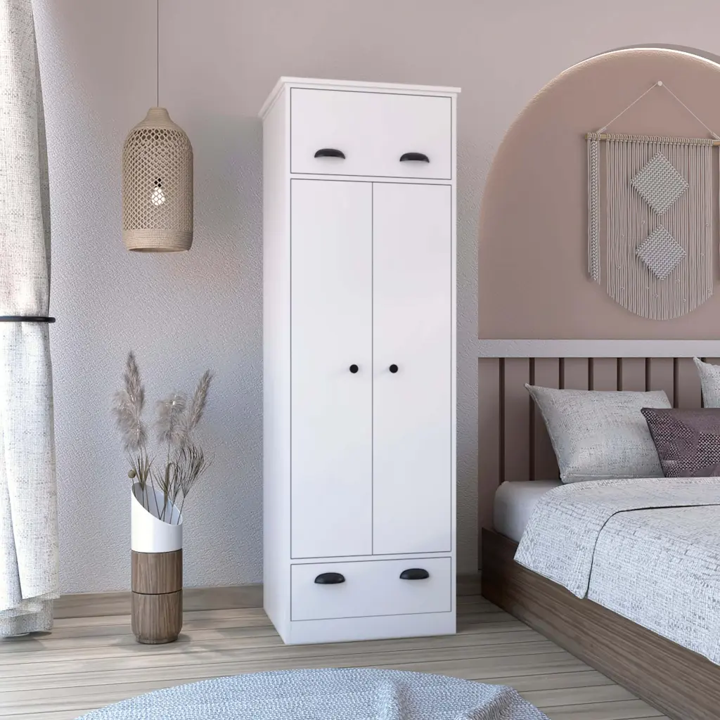 White Dresser Closet Upper Storage Covered 1 Door Wardrobe rta mubles colombia