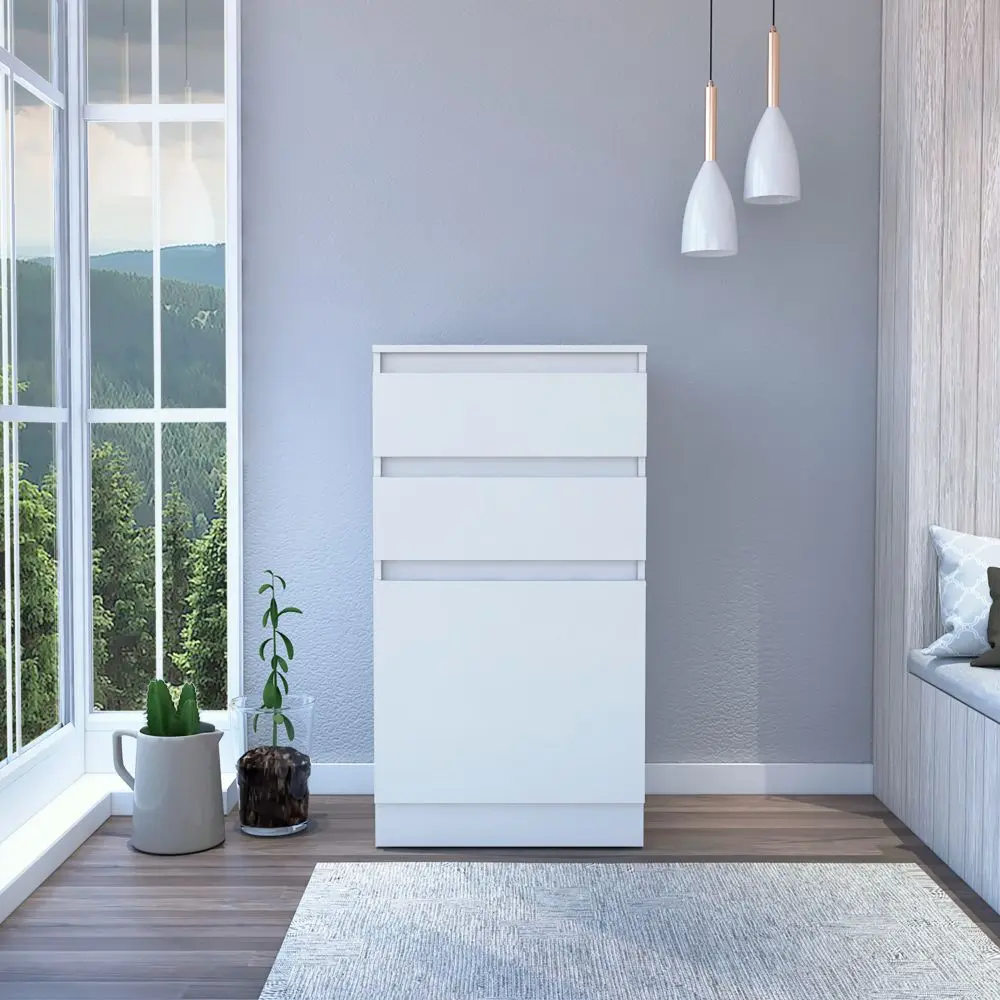 43 Inch Dresser Jewelry Box Mirror Single Door Cabinet Two Drawers White depot e-shop