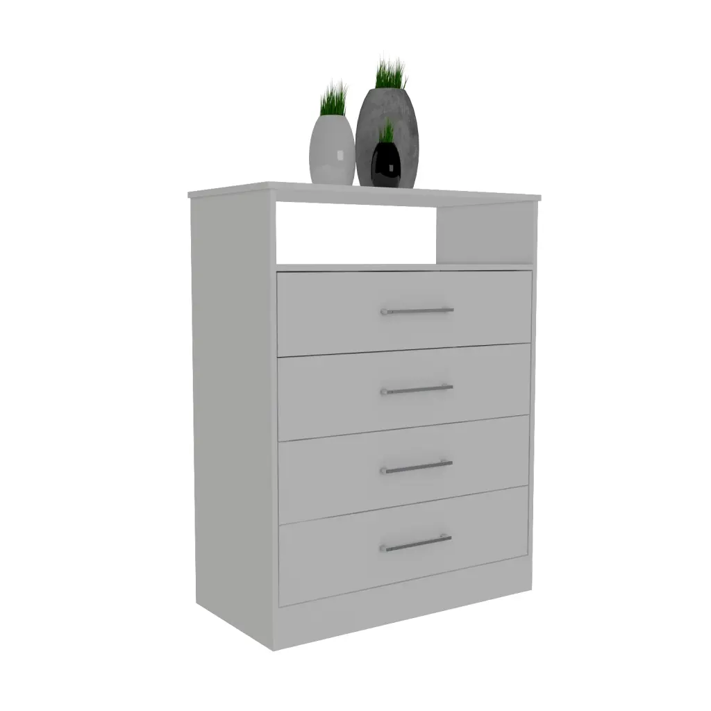 White Dresser Four Drawers One Shelf and High-Quality Solid Wood Top depot e-shop