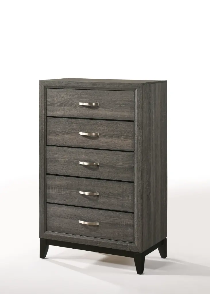 Weathered Grey 5 Drawer Chest Bedroom Storage Paper Composite furniture max