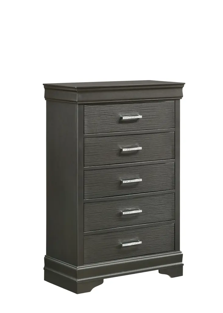 Modern Brooklyn 5 Drawers Chest Made Wood Gray Bedroom Dresser galaxy home furnishings