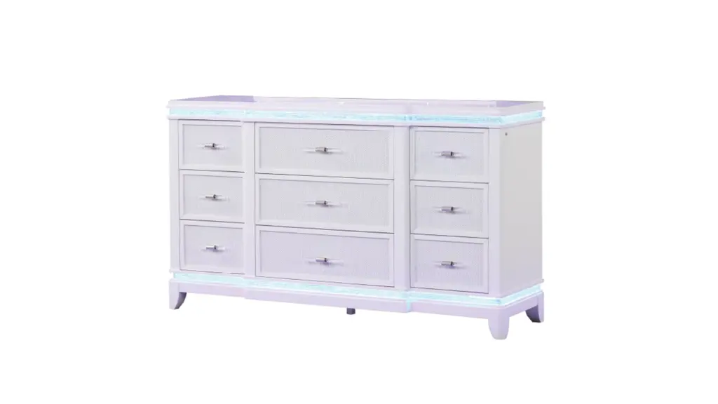 Opium Dresser Milky White White Bedroom Contemporary Modern Wood Dresser Ample Storage galaxy home furnishings