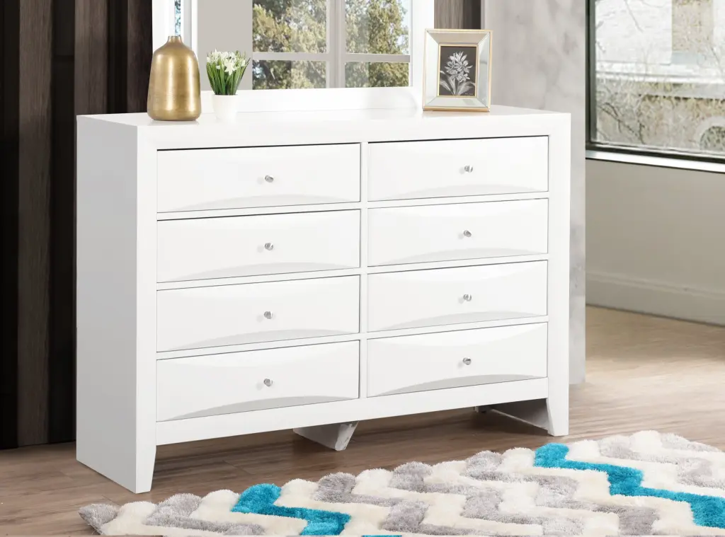 Marilla G1570 D Dresser White Particle Board Modern Design glory furniture