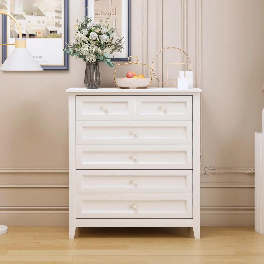 Solid Wood Spray Painted Drawer Dresser Buffet Tableware Cabinet Living Room Storage jxy furniture