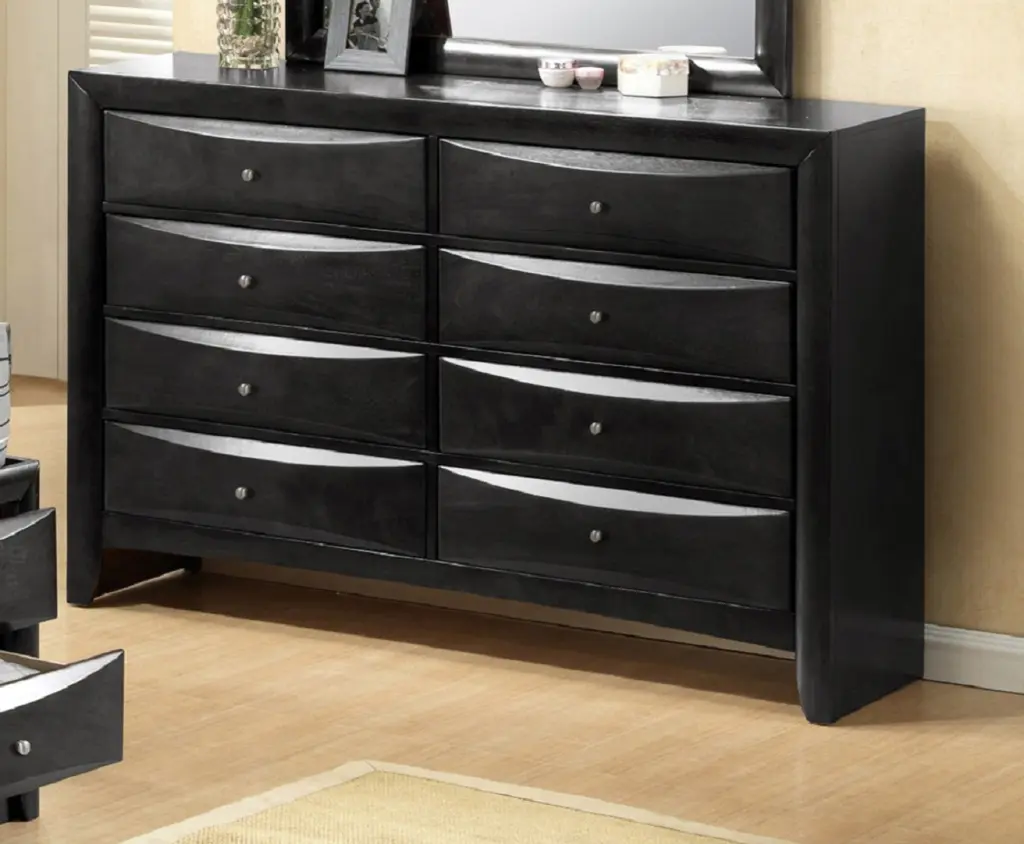 1Pc Contemporary 8 Drawer Dresser Black Finish Solid Wood Wooden Bedroom Storage Furniture kanepe