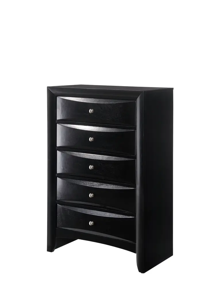 Contemporary 5 Drawer Chest Black Finish Solid Wood Bedroom Dresser kanepe