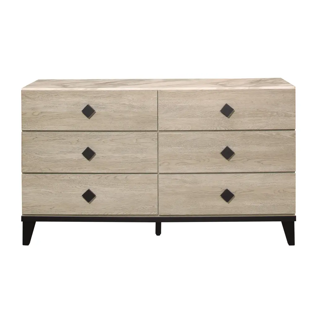 Modern Design Bedroom Furniture 1Pc Cream Finish And Black 6 Drawers Dresser kanepe