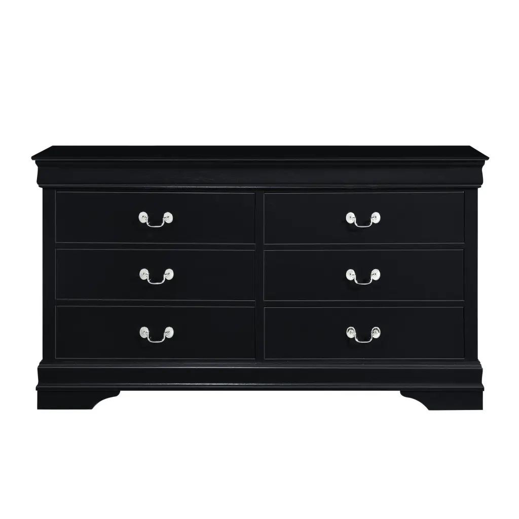 Traditional Design Black Finish Dresser 6 Drawers Timeless Louis kanepe