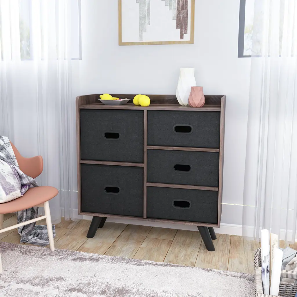 Dresser Arranger Cabinet 5 Easy Pull Fabric Drawers Robust MDF lijiurui