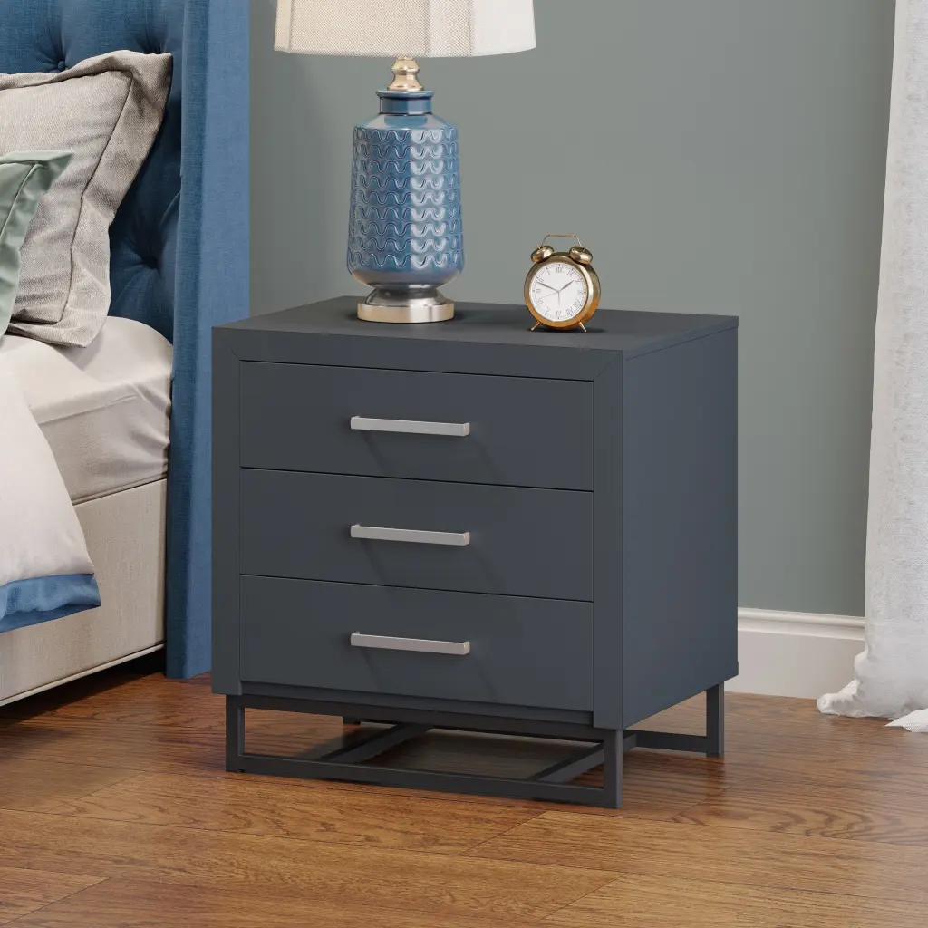3 Drawer Chest Charcoal Grey Mdf Compact Dresser Storage Furniture nh-sunfay