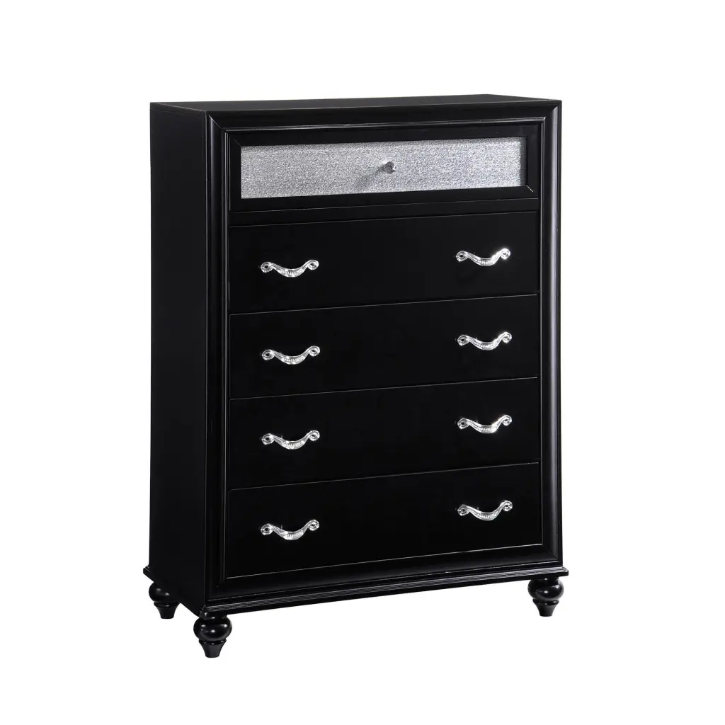 Wooden 5 Drawer Chest Black Dresser Bedroom Storage Furniture royal hampton