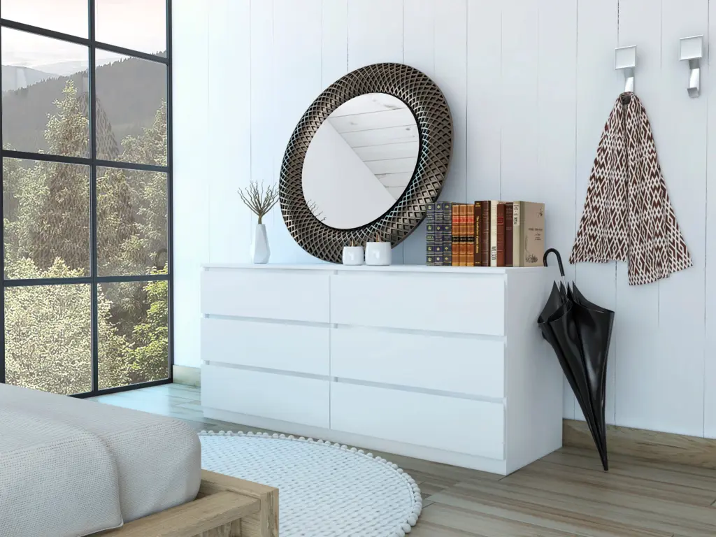 Asteria 6 Drawer Double Dresser Metal Handles White Bedroom Modern rta mubles colombia
