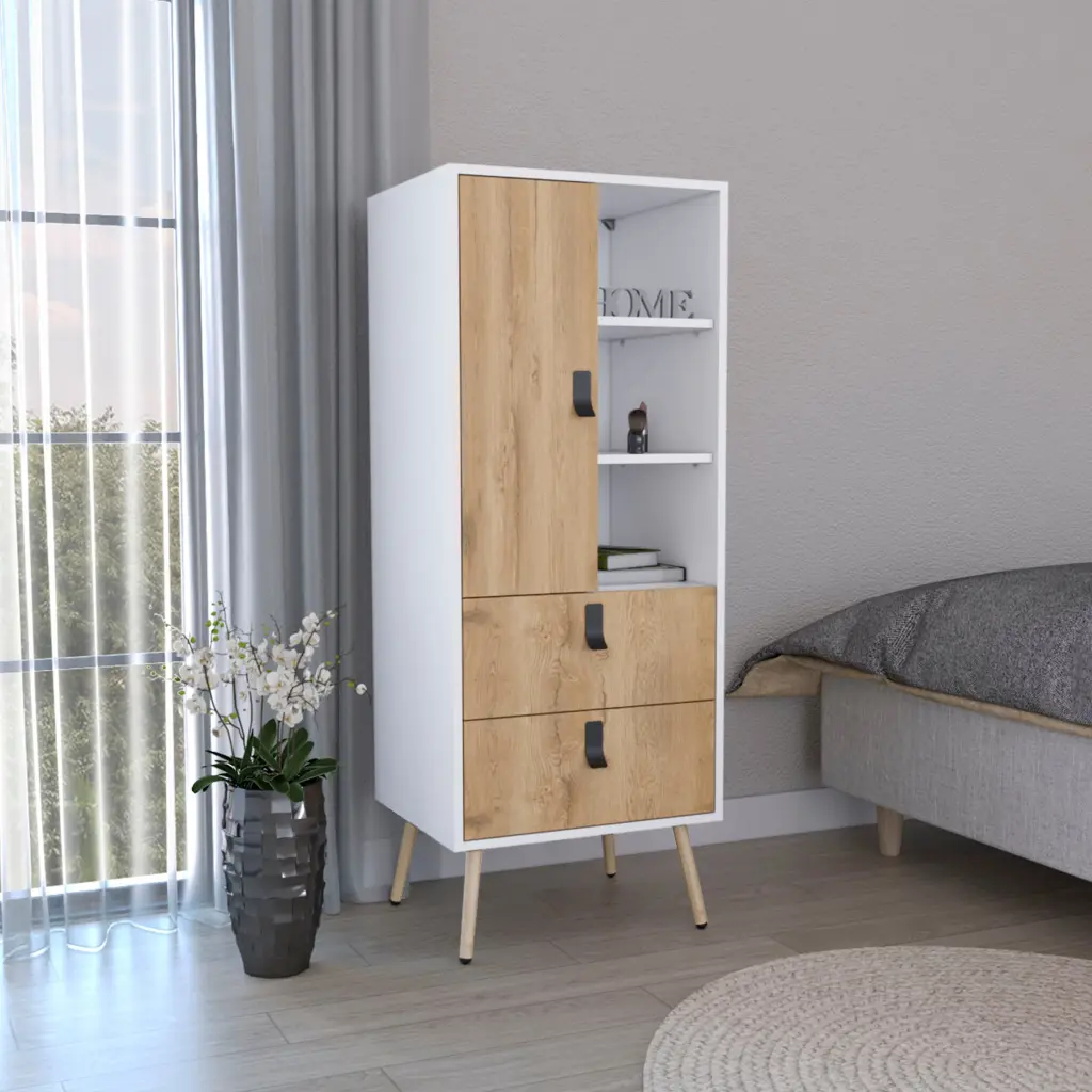 Huna Tall Dresser - Unit Door 2 Drawers And Open Shelves Multicolor Storage rta mubles colombia