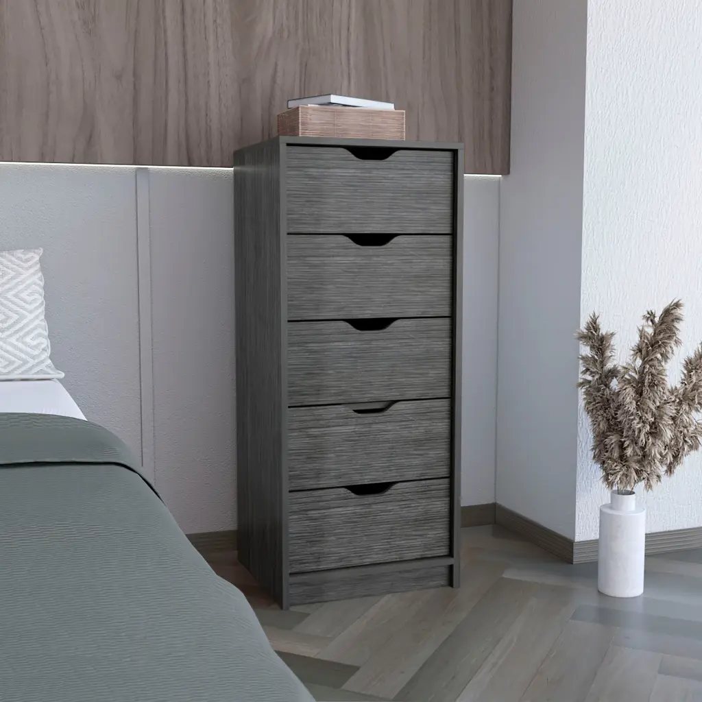 Basilea 5 Drawer Tall Dresser Pull Out System Brown Modern Bedroom Furniture tuhome