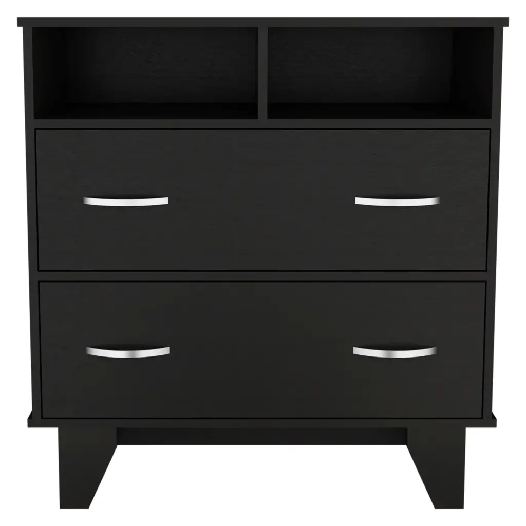 Portanova Two Drawer Dresser Open Shelves and High-Quality Top tuhome