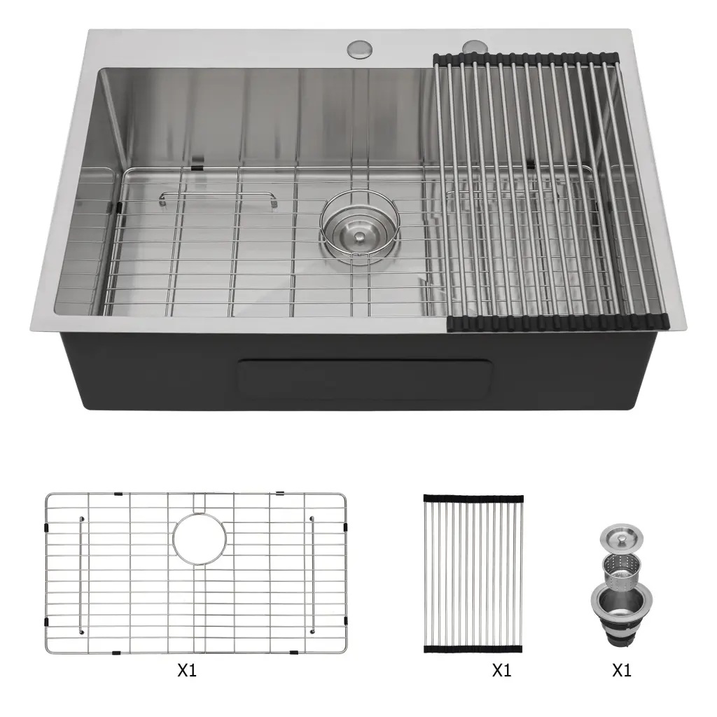 33x22 Inch Kitchen Sink Drop 16 Gauge Stainless Steel Single Bowl lordear