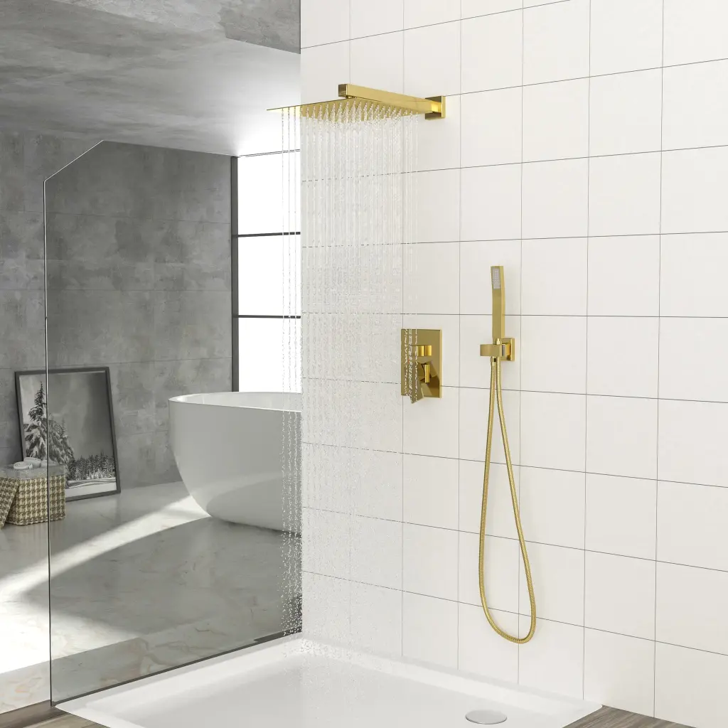 Dual Shower Head 10 Inch Wall Mounted Square Shower System Rough lordear