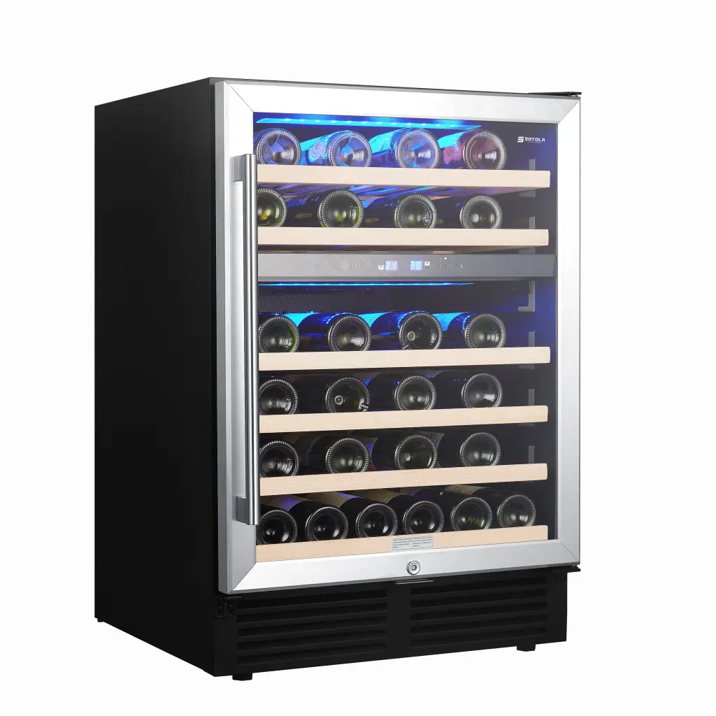 24 Inch Dual Zone Wine Cooler - 46 Bottle Capacity - Built- Refrigerator sotola
