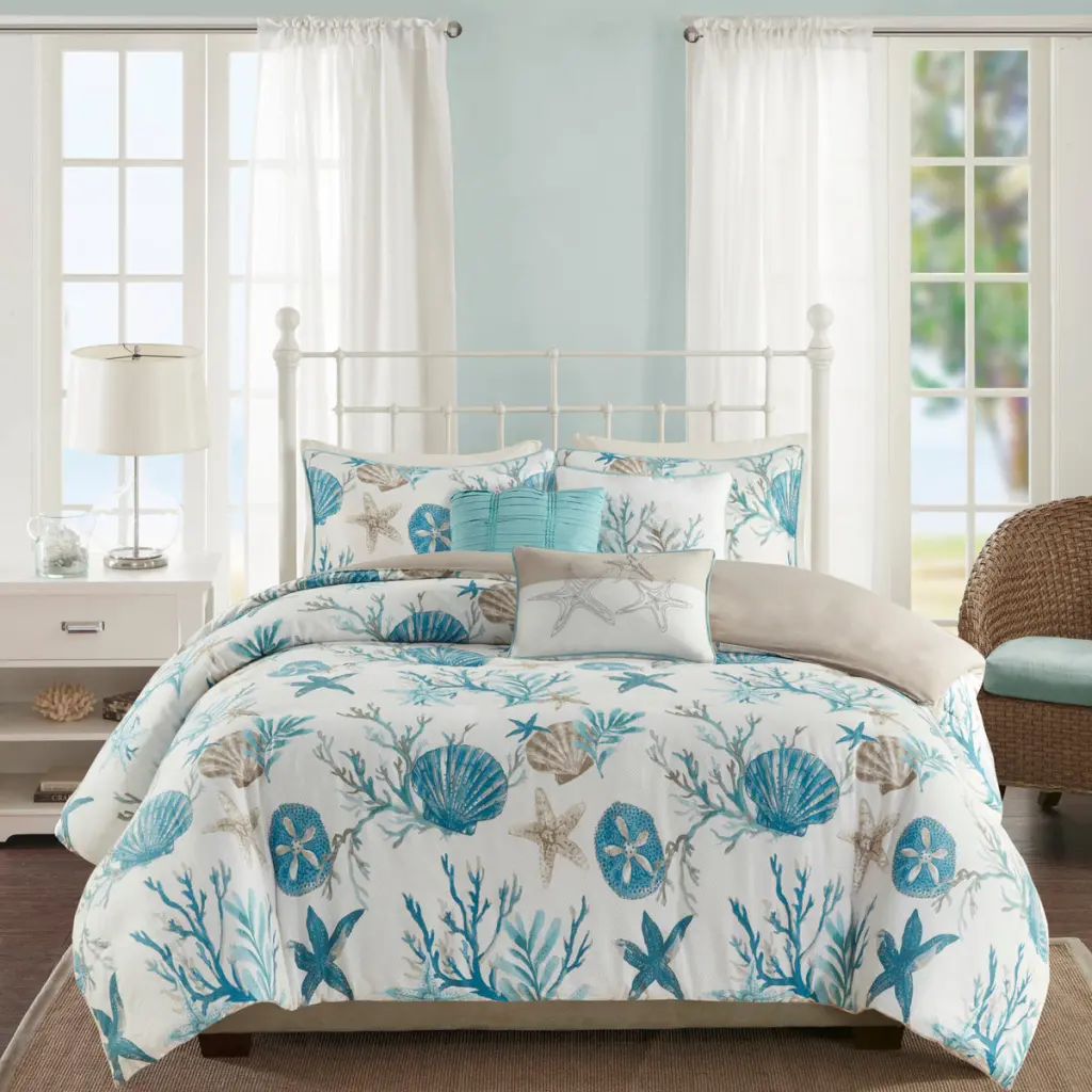 6 Piece Cotton Sateen Duvet Cover Set Queen Multicolor Bedding jla
