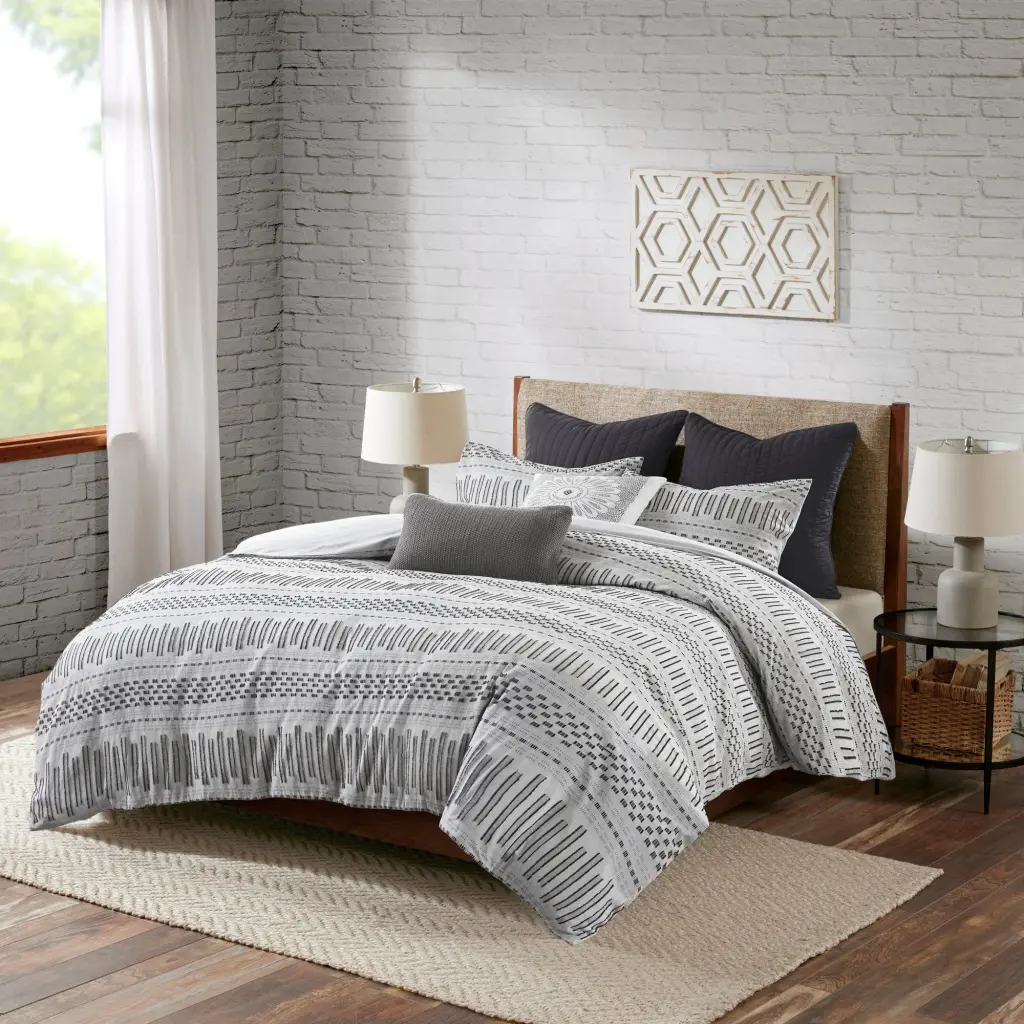 Cotton Jacquard Duvet Cover Mini Set Queen Multicolor Cotton Bedding jla