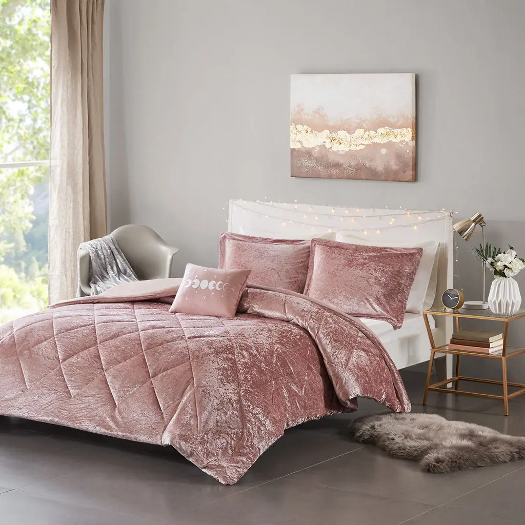 Velvet Duvet Cover Set King Size Blush Polyester Bedding jla