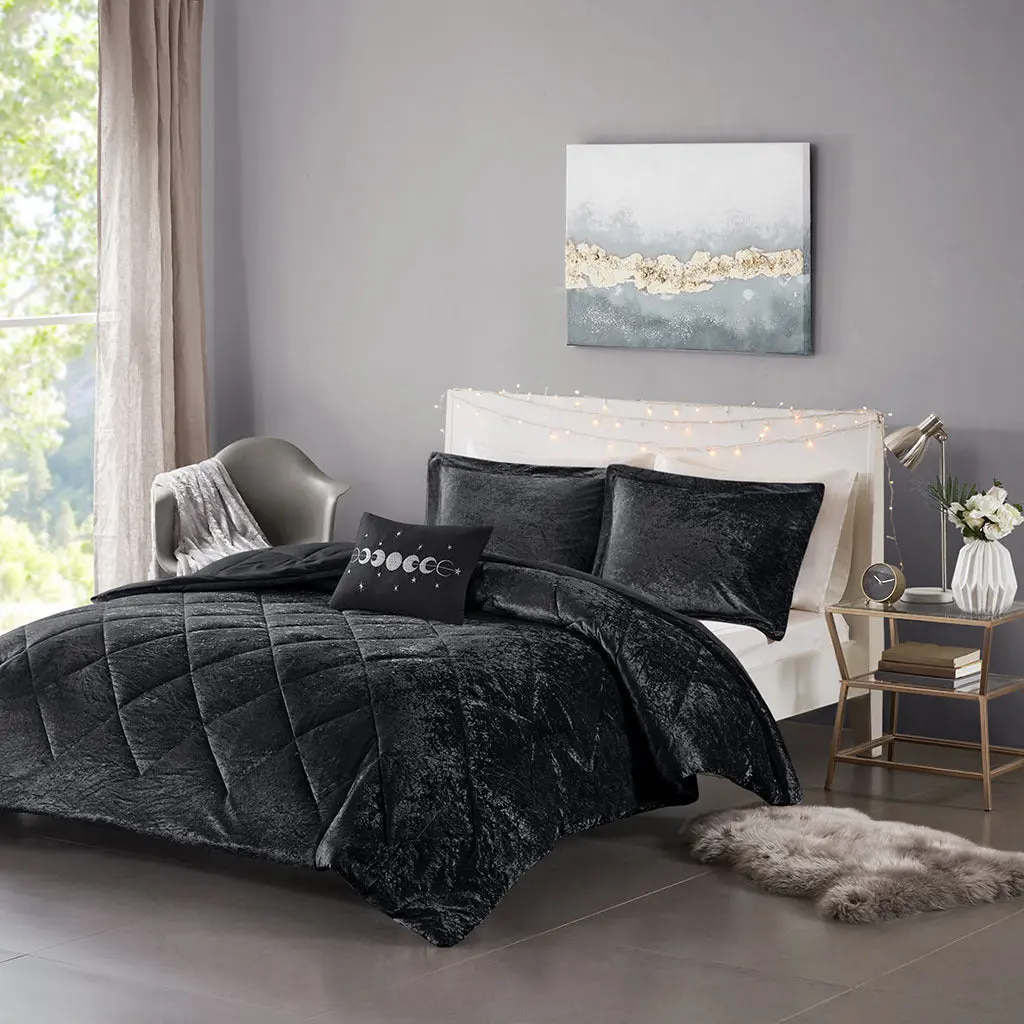 King Size Black Polyester Velvet Easeer Set jla
