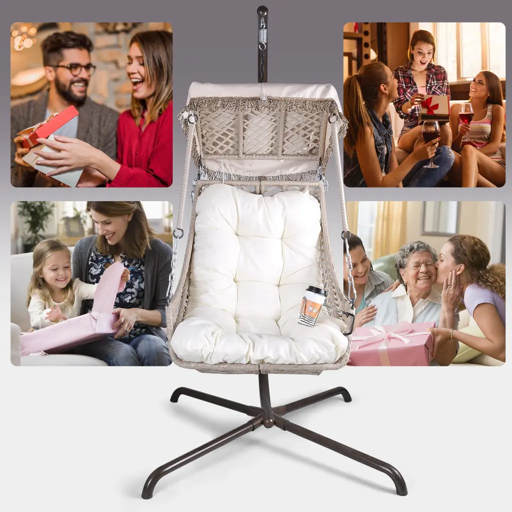 Swing Egg Chair Stand Indoor Outdoor Wicker Rattan Frame 350Lbs w2707-original w1002 and w1132 stores-