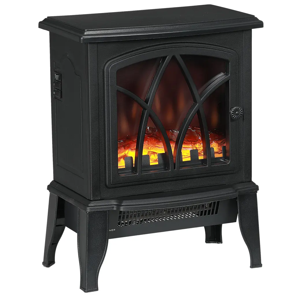 Homcom Electric Fireplace Stove 18 Inch Freestanding Fireplace Heater Realistic Flame aosom business