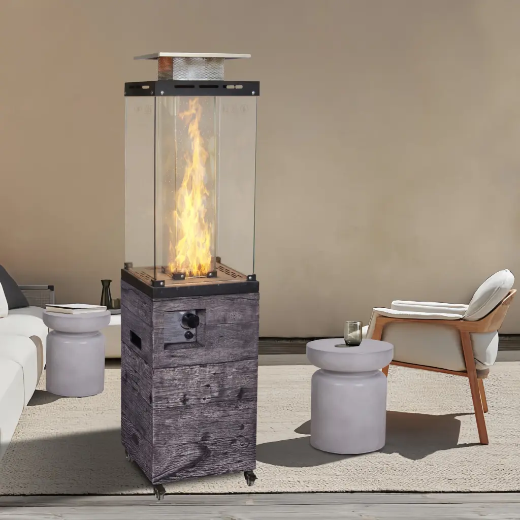 Good Product Faux Woodgrain Fire Heater Tempered Glass Black ecotop factory directly