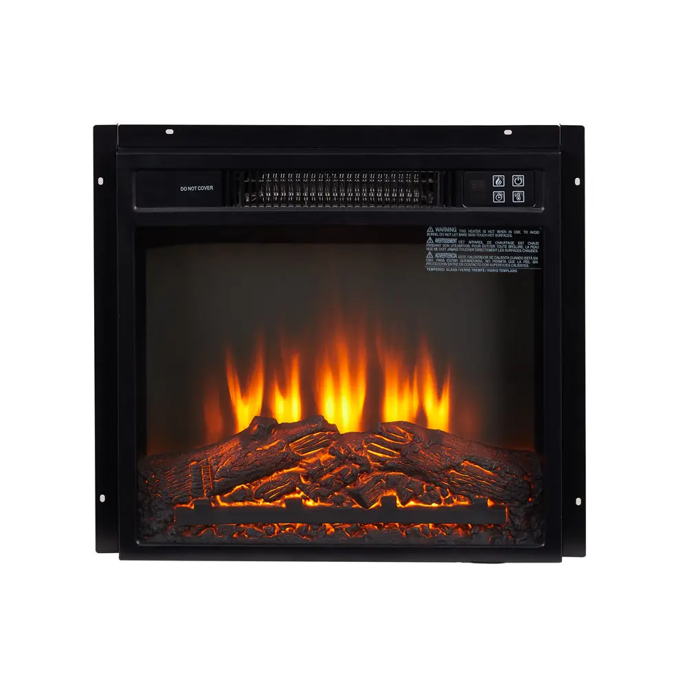 18 Inch Electric Fireplace Insert 1400W Black Tempered Glass rnb