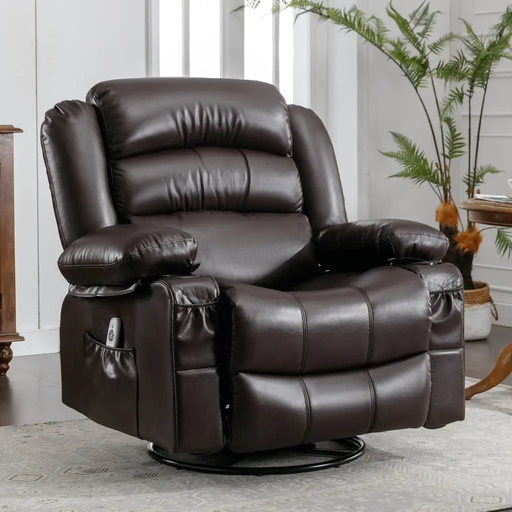 Massage Swivel Rocker Recliner Chair Vibration Massage and Heat Function vanbow