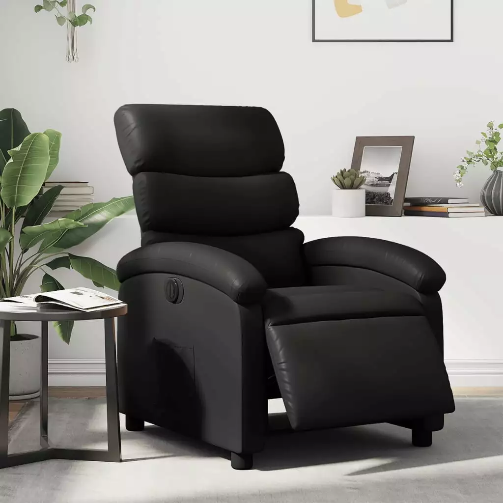 vidaXL Electric Recliner Chair Black Faux Leather Power Lift