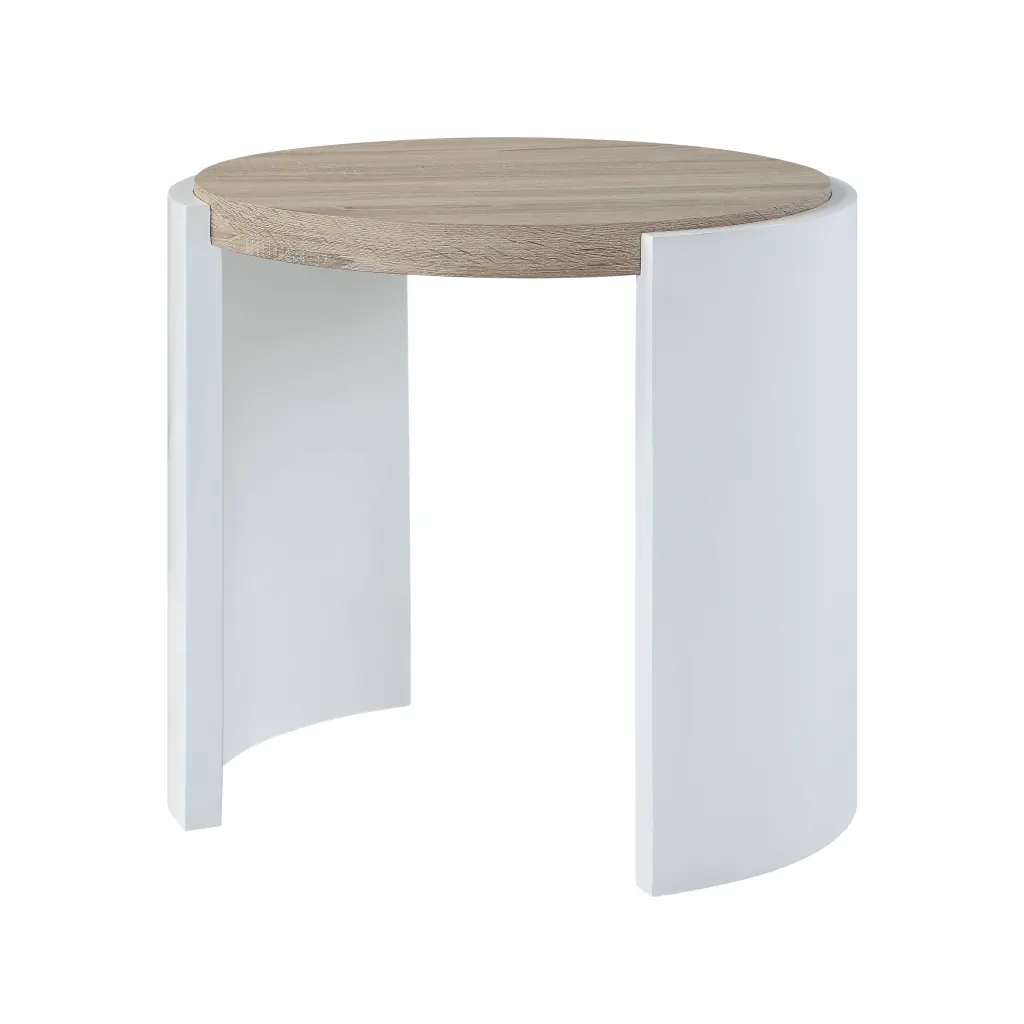 Zoma End Table White High Gloss Oak Finish Lv02415 White Oak Mdf acme onsite store