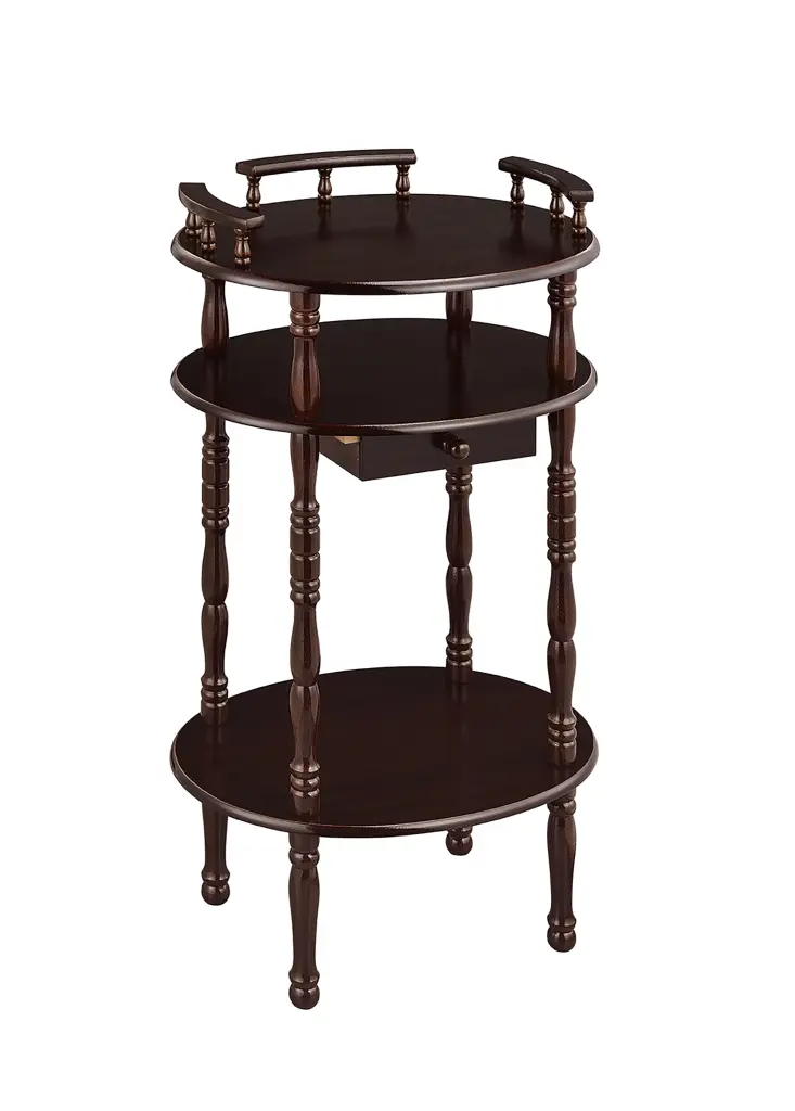 28 Inch Tall 3 Tier Wooden Phone Table Cherry Finish Side Table california home