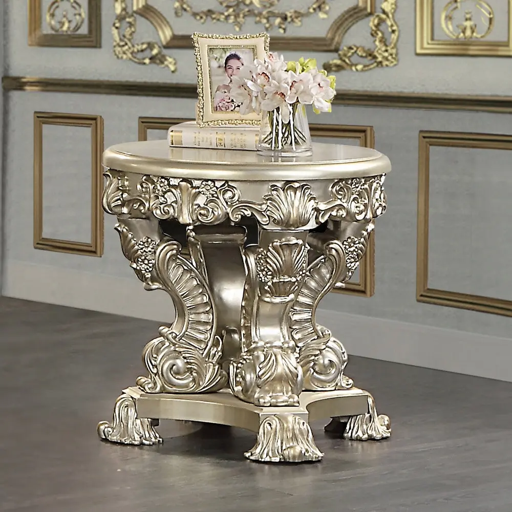 Antique Gold End Table Floral Legs Antique Gold Primary Living Space Side Table furniture max