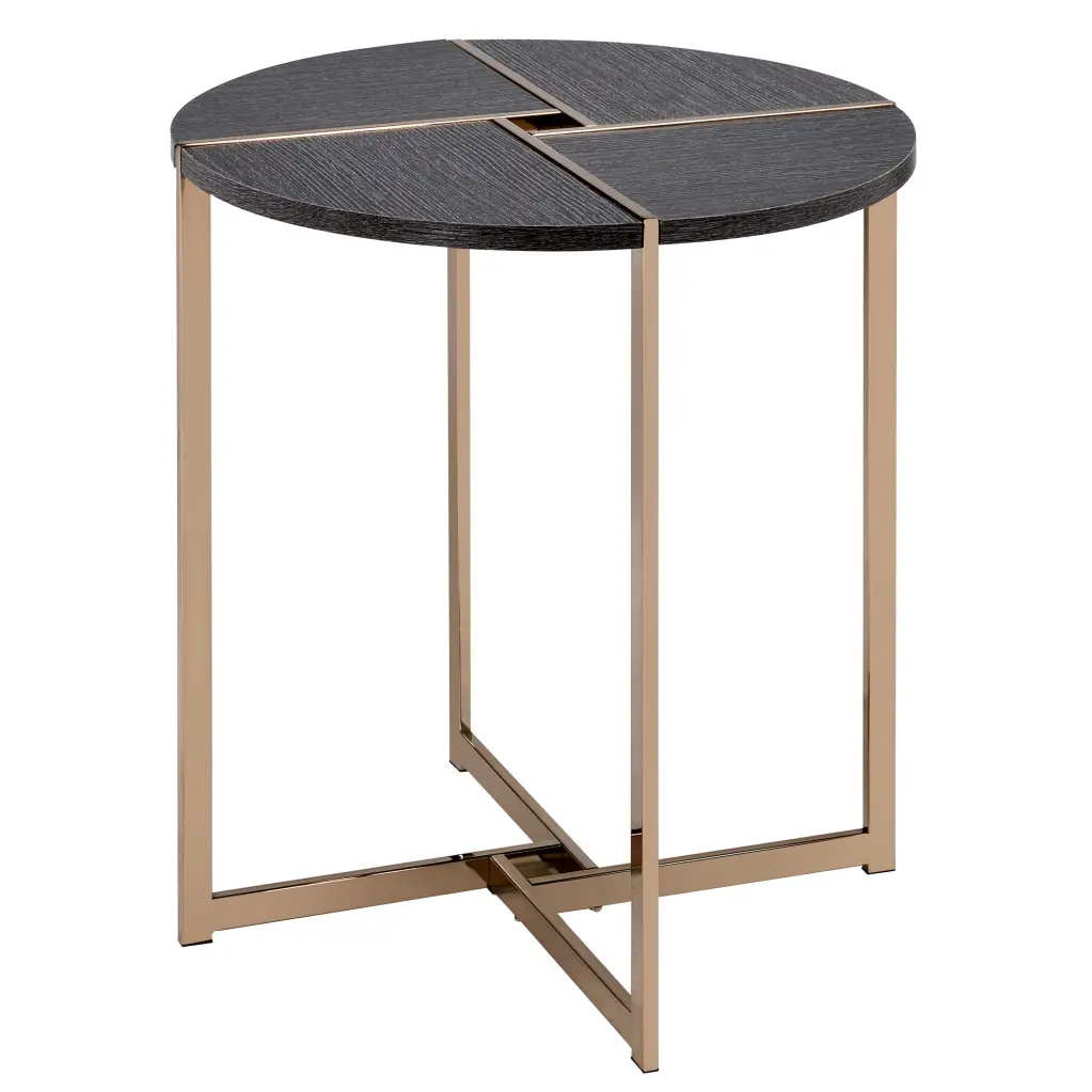 Black And Champagne Round End Table Black Primary Living Space furniture max