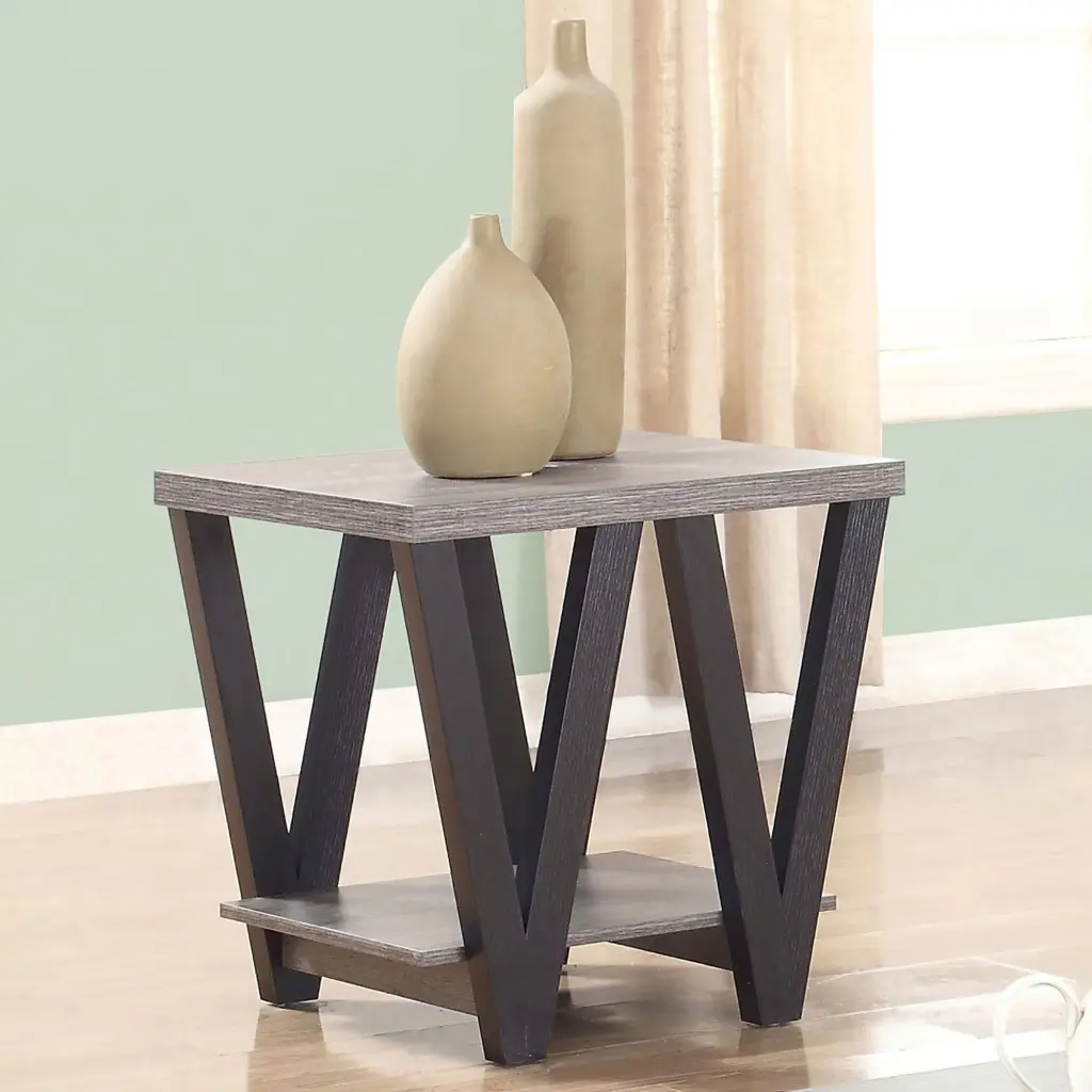 Black And Grey Angled Leg End Table Contemporary Living Space furniture max