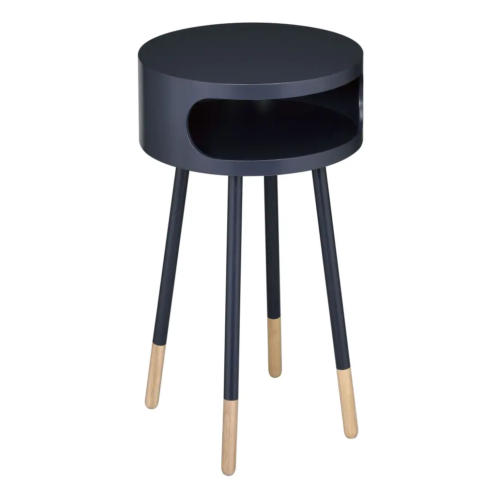 Black and Natural Round 1 Shelf End Table Living Room furniture max