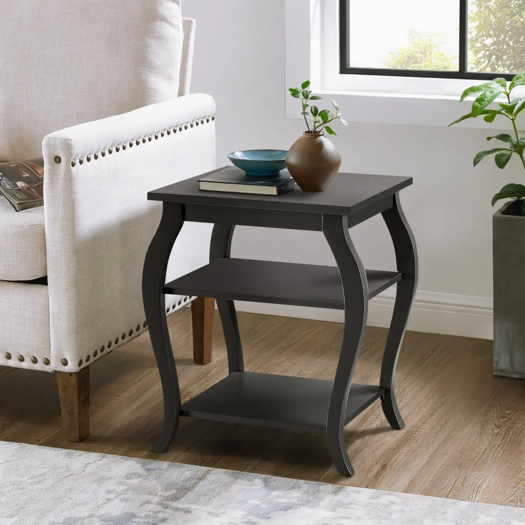 Black 2 Shelf End Table Traditional Living Room Furniture furniture max
