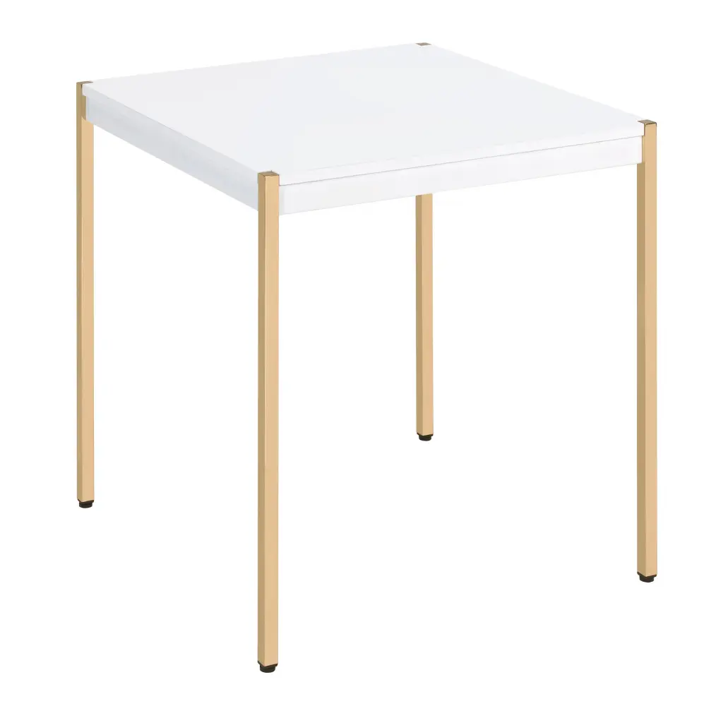 White And Gold Square End Table Living Room - Modern Side Table White Gold Finish furniture max