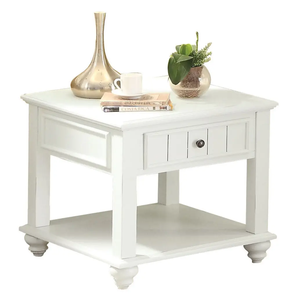 White Washed End Table Bottom Shelf Living Room or Bedroom furniture max
