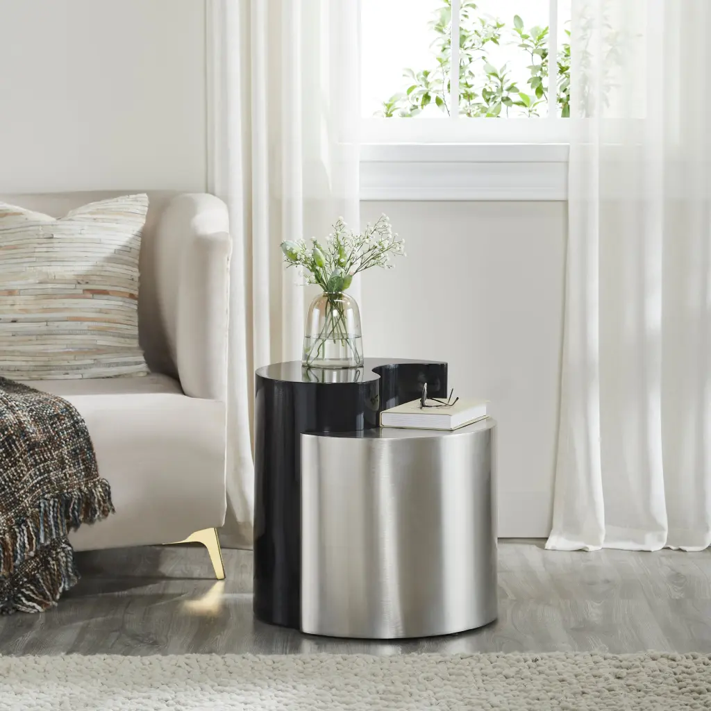 Ying Yang Modern Contemporary Style 2Pc End Table Made Iron galaxy home furnishings