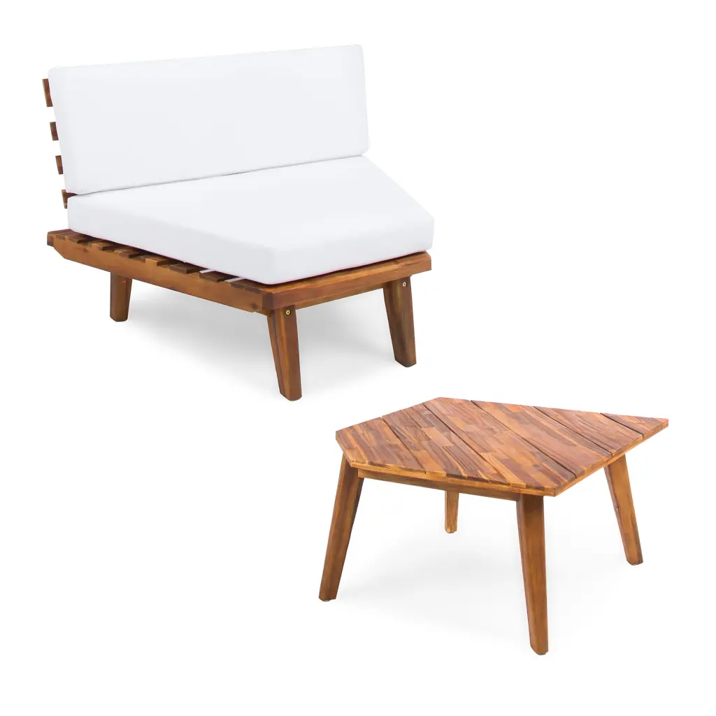 Hillcrest Sofa Corner Table - White Acacia Wood Side Table Living Room gardenpara can