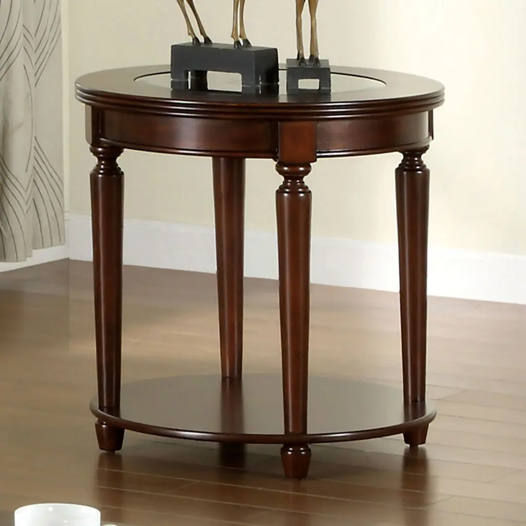 Transitional 1Pc End Table Dark Cherry Open Bottom Shelf kanepe