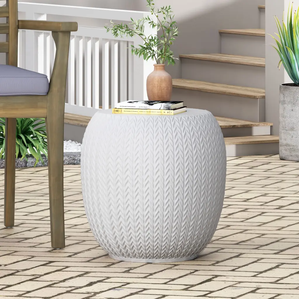 End Table Antique White Magnesium Oxide nh-gardenpara