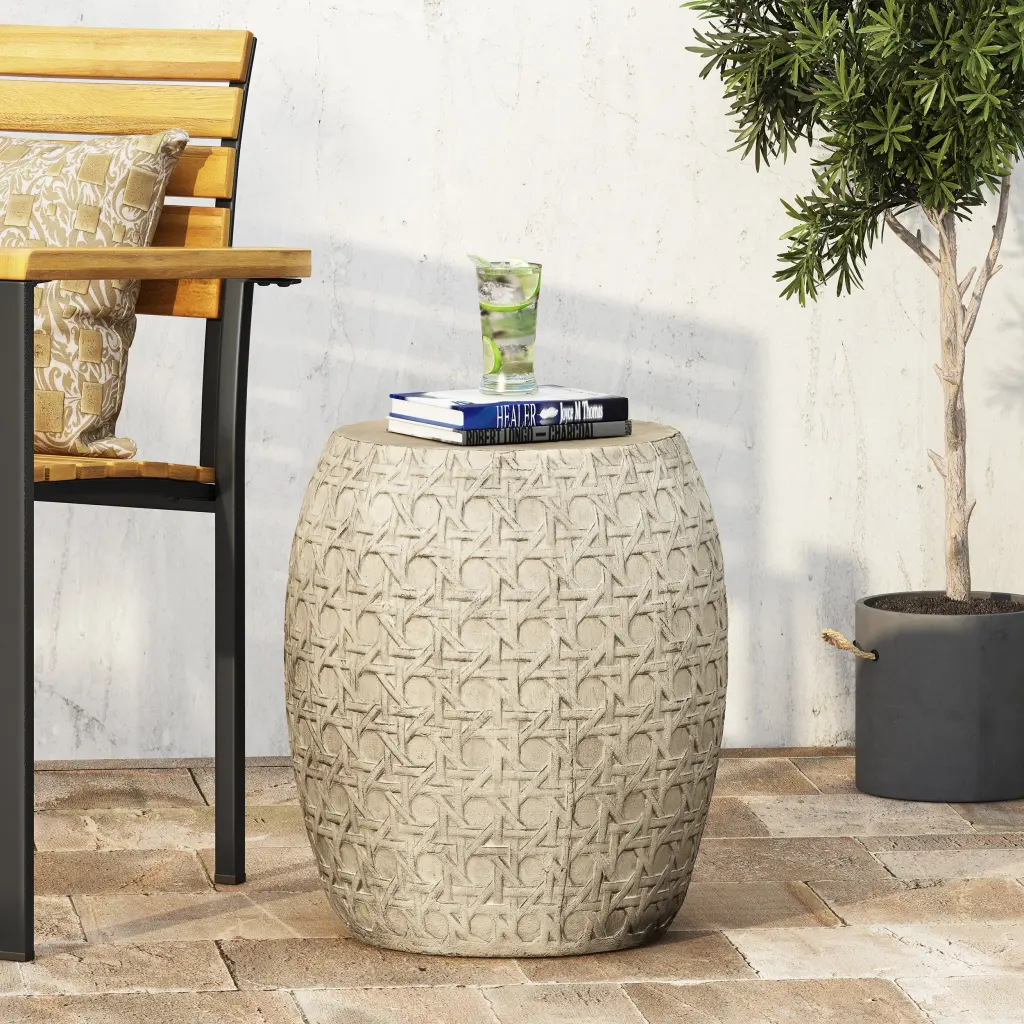 End Table Antique Yellow Magnesium Oxide Living Room or Bedroom nh-gardenpara