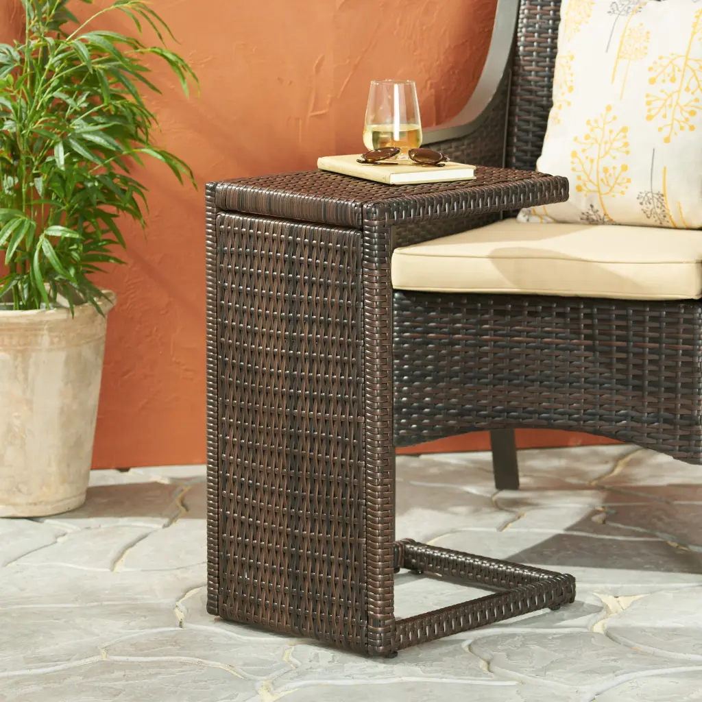 Bucharest End Table Brown Rattan - Modern Side Table Living Room nh-kisa
