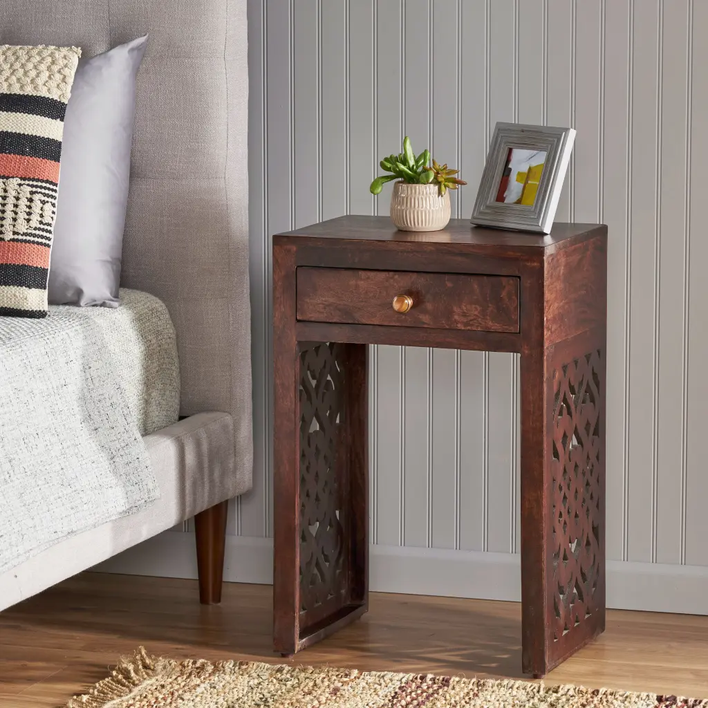 End Table Wood, Simple and Sturdy Side Table Living Room or Bedroom nh-perfect home